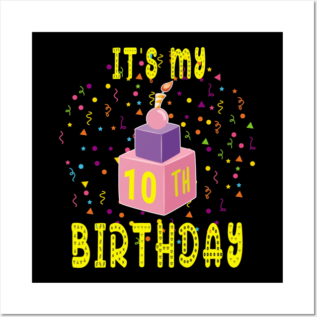 Birthday Shirt it is my 10Th Birthday Blocks Bricks Gift Tee Wall Art by kaza191